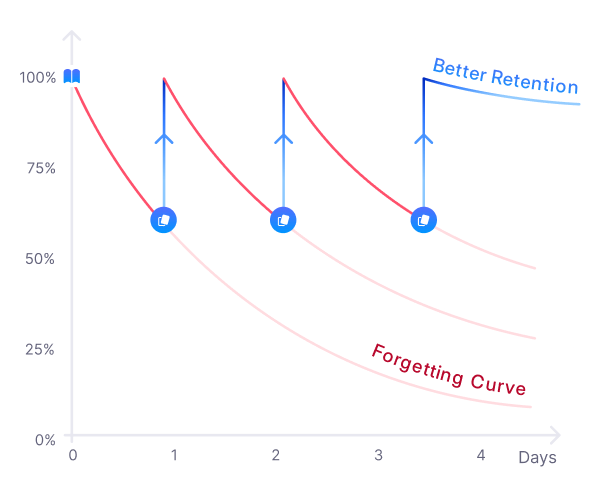Spaced repetition retention graph